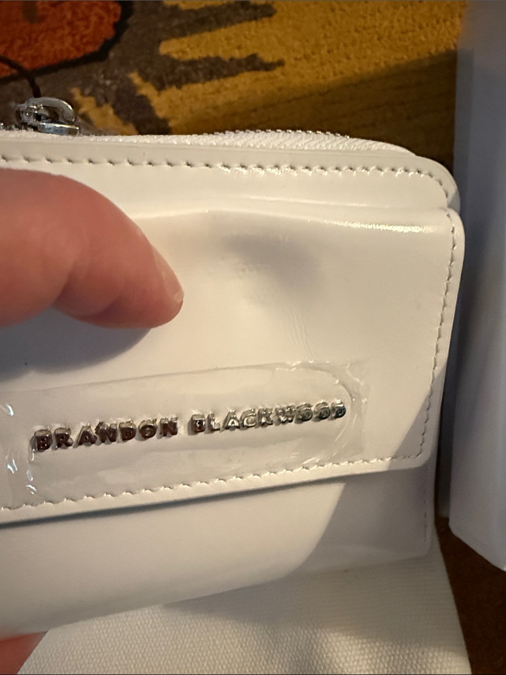 Brandon Blackwood White Leather wallet. Damage see pics! NWT - Picture 3 of 4
